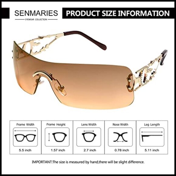 Y2K Retro Rimless Sunglasses Flame Design Metal Frame UV400 Protection Unisex